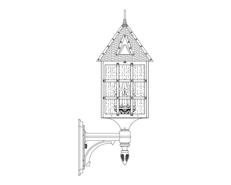 Abington, Large, aluminum, Wall Mount, Clear acrylic, (3) 40W B10, 120V